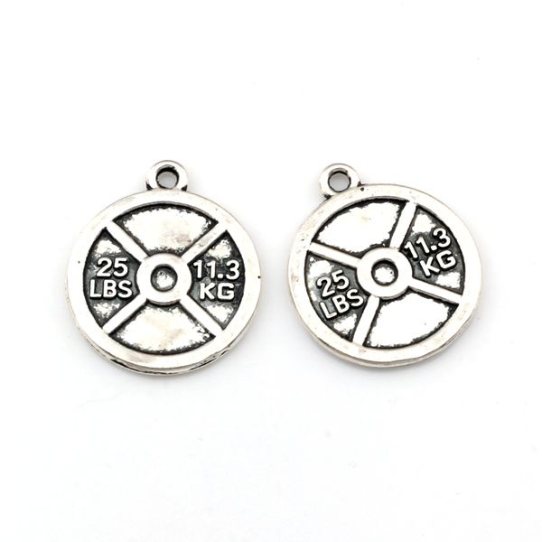 

11.3kg barbell piece Alloy charm Pendants 100Pcs/lot Antique silver Fashion Jewelry DIY Fit Bracelets Necklace 19.8x 23mm A-519