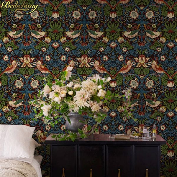 

papel de parede 3d american pastoral flowers wall paper roll living room bedroom ceiling mural wallpaper for walls 3d