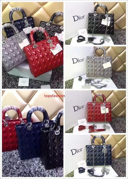 

luxury quality brand design lady xl plaid messenger bag genuine patent leather 7 plaid tote handbag lambskin with charms miss chain bag