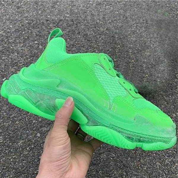 

fashion paris 17fw triple-s triple s casual dad shoes men women fluorescent green ceahp sports designer shoe size 36-45