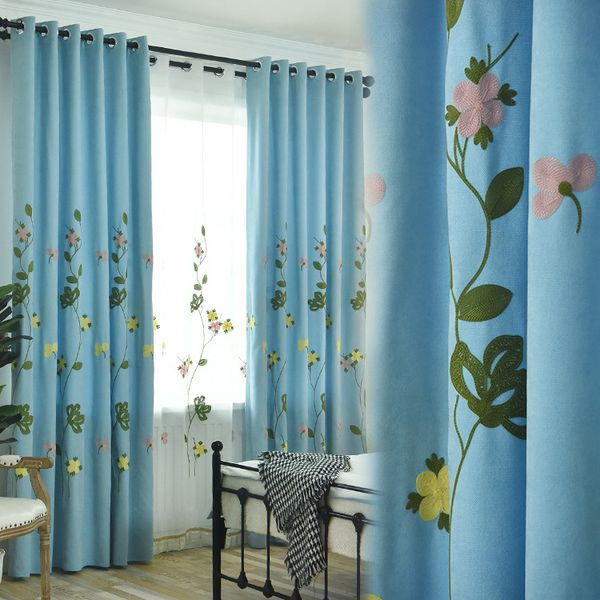 

nordic little fresh chevrone embroidery shade curtains for living dining room bedroom