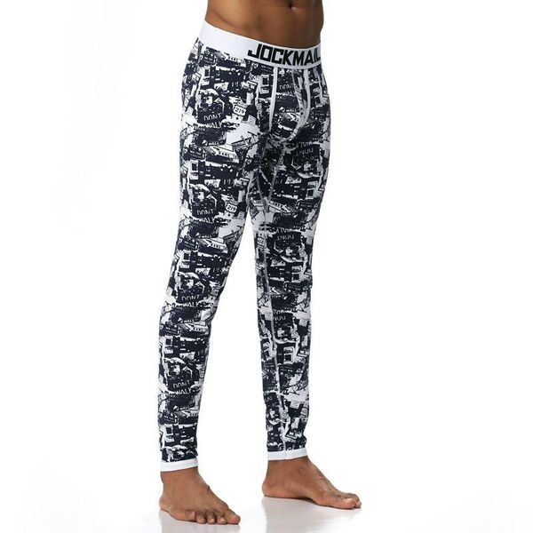 

мужчины длинные хлопок печатный термобельё мешок mens поножи sexy теплое underpants термобелье blue m-xl, Black