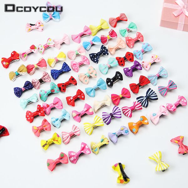 

20pcs mix color mini bow barrettes sweet girls solid dot stripe hair clips kids hairpins hair accessories for women girls, Slivery;white