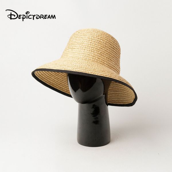 

2020 new leisure simple light body ladies lafite straw hat outdoor travel beach sunscreen straw hat, Blue;gray