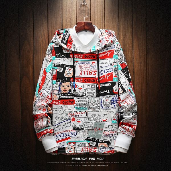 

2019 men hip hop sweatshirt coats patchwork long sleeve pullover slim fit printing hoodies men jackets s-5xl, Black