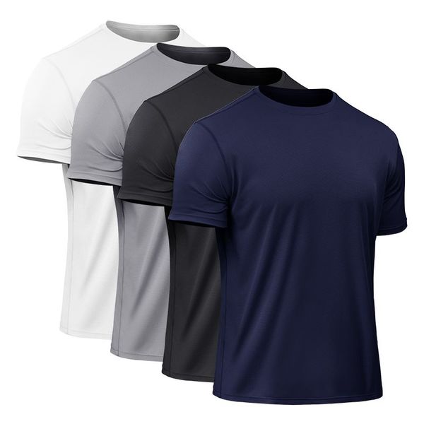 

quick dry compression men's short sleeve t-shirts running shirt fitness tight tennis soccer jersey gym sportswear, Black;blue