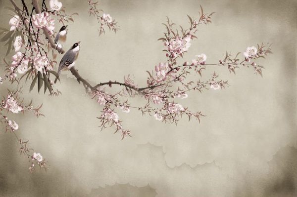 

wallpaper for walls 3 d for living room bird and flower art tv background wall
