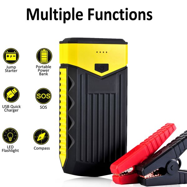 

car jump starter powerbank with fast charge 3.0 1000a current 7200mah portable with quick charge up to 6 l gas engine