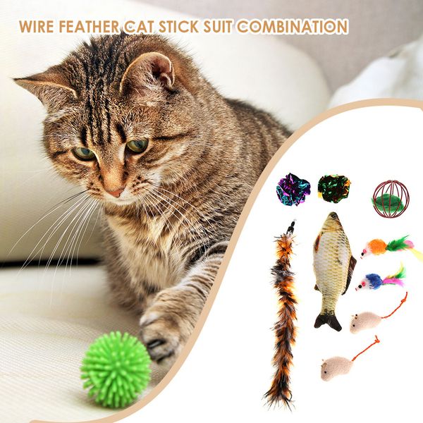 

11pcs/set retractable pet cat teaser feather playing sticks interactive toy