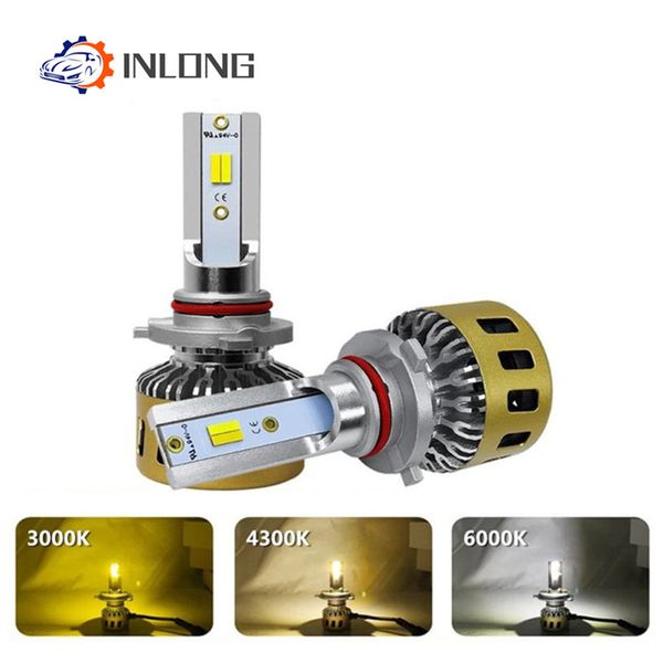 

inlong h4 led headlight bulbs h11 h7 h8 h1 9005 9006 hb4 tricolor 3000k 4300k 6000k 80w 10000lm car led auto headlamp headlight