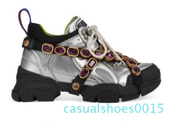 

2019 flashtrek sneaker with removable crystals oversize design outdoor hiking sneaker boots mens shoes leather sneakers platform c15, Black