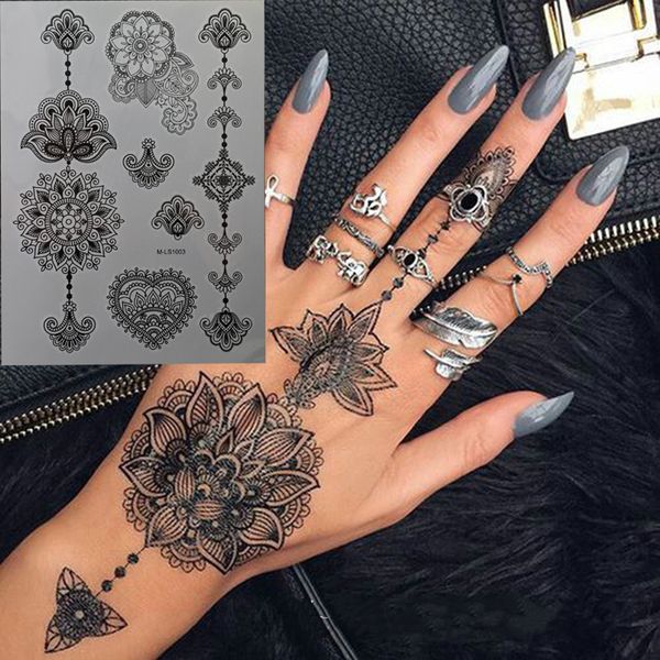 

black henna temporary tattoo for hands inspired body stickers