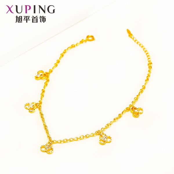 

xuping jewelry faux golden new style simple natural zircon anklet selling small anklet, Red;blue