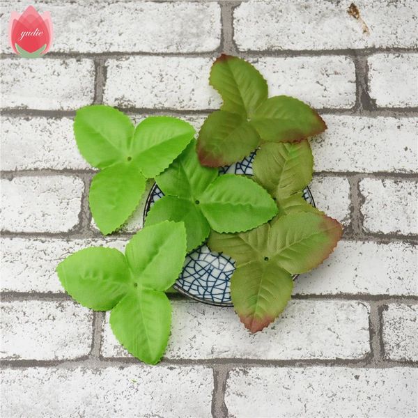 

new 100pcs 8cm realistic green artificial flower leaves torus for wedding decoration garland rose foliage floristry craft flower