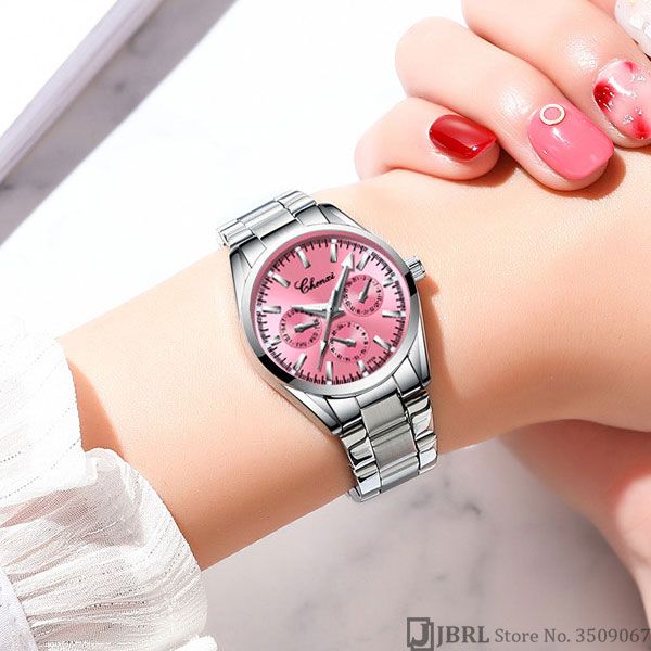 

new 2019 quartz watch women watches ladies fashion brand famous stainless steel wrist watch for women clock female wristwatches, Slivery;brown