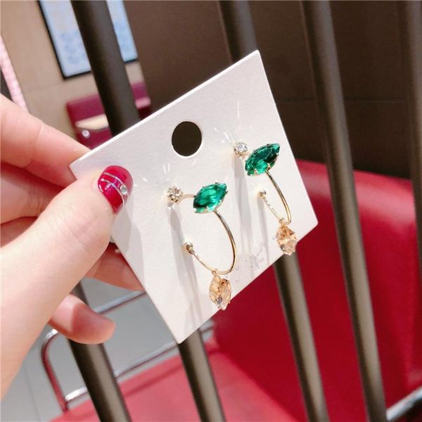 

korea style simple round geometric rhinestone cute drop earrings for gir women fashion jewelry accessories wholesale, Silver