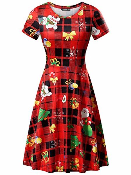 

casual dresses fensace christmas dress womens santa claus printed gifts xmas, Black;gray