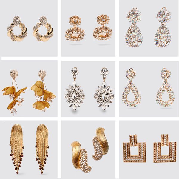 

2019 za new trendy crystal dangle earrings women wedding statement bohemia drop earrings christmas gifts jewelry sale, Silver