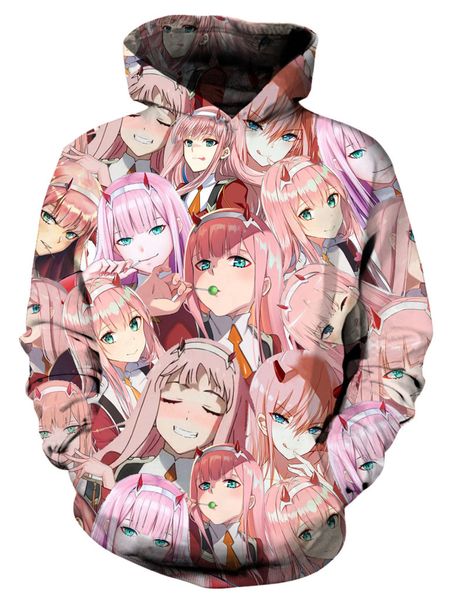 

2019 новая мода толстовки аниме дорогая в frankxx характер коллаж 3d печати мужчины женщины повседневная толстовка кофты a576, Black