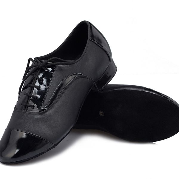 

latin dance shoes man full grain leather latin shoes high discount professional dance lace precision stitching heel 4cm