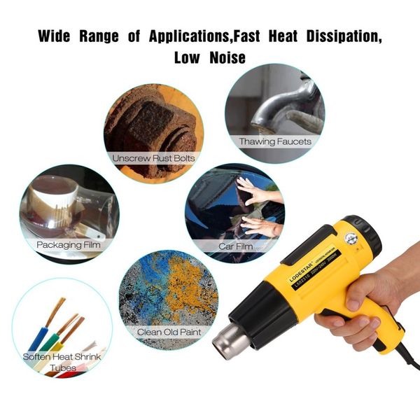 

l502310 2000w lcd digital electric air heat gun temperature fan adjustable shrink wrap paint stripper diy tool + nozzle