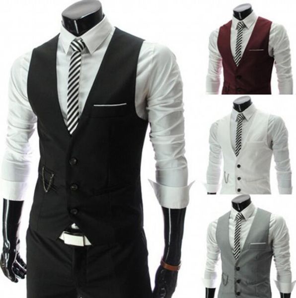 

новый мужской жилет модный бренд одежды жилеты жилет костюм жилет мужчины slim fit платье костюм жилет, Black;white