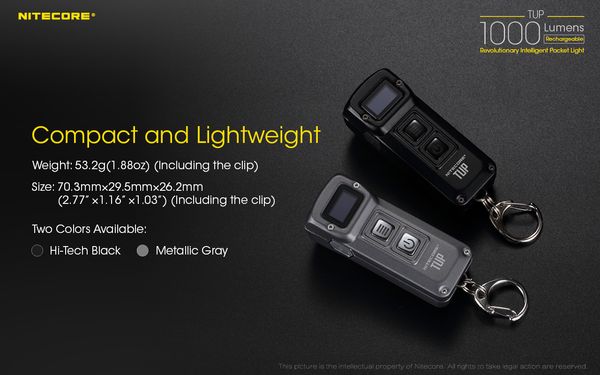 

nitecore tup mini flashlight cree xp-l hd v6 max 1000 lm beam distance 180m revolutionary intelligent edc torch usb rechargeable