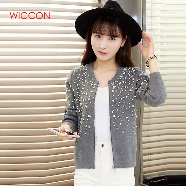 

new fashion autumn winter women cardigans sweaters knitted christmas sweater pearl beaded cardigans feminino, Black;brown