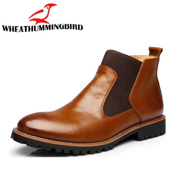 

big size 46 spring/winter keep warm fur men's boots,fashion ankle boots,black brogues soft leather casual shoes lf-63