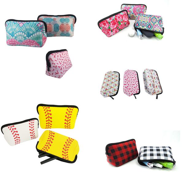 

лили неопрен косметичка цветочный baseball плед для печати сумки totes водонепроницаемого макияж сумка для путешествий туалетных kit портати, Black