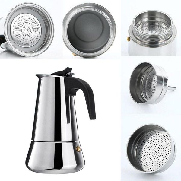 

100ml/200ml/300ml/450ml portable espresso coffee maker moka pot stainless steel latte stovecoffee brewer kettle pot for pro barista