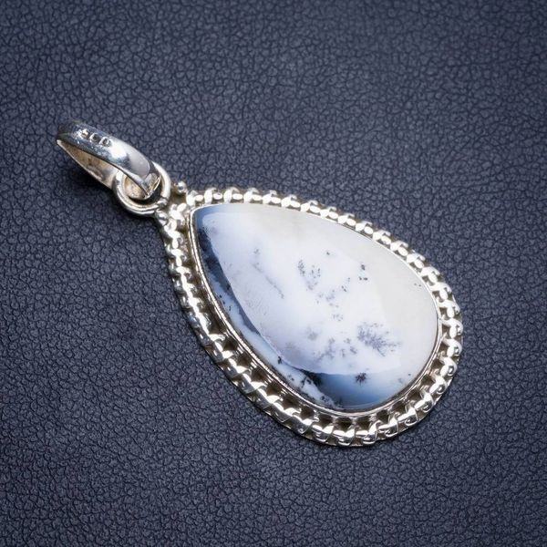 

natural dendritic opal handmade unique 925 sterling silver pendant 1.5" y5147