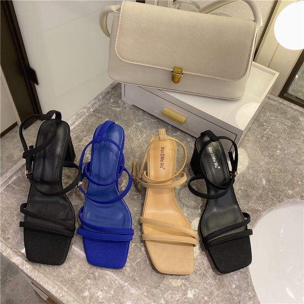 

fashion womens shoes 2020 female sandal buckle strap block heels beige heeled sandals all-match luxury ladies chunky black