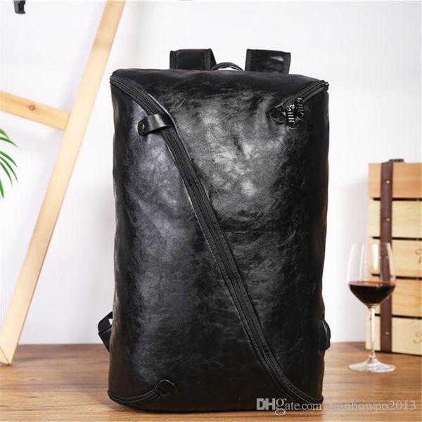

factory outlet brand male package new korean leather double shoulder knapsack outdoor leisure travel backpack academy wind brief backpack
