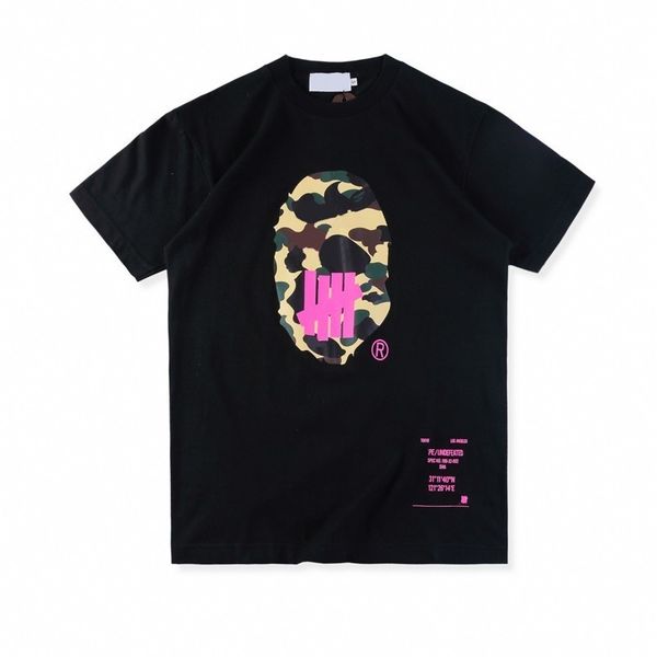 

18fw ape x undefeated tee shanghai limited skateboard t-shirt luxury men women short sleeves simple casual tee, White;black