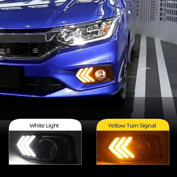 

cscsnl 2pcs led daytime running lights for city 2017 2018 fog lamp cover drl with yellow turn signal lights