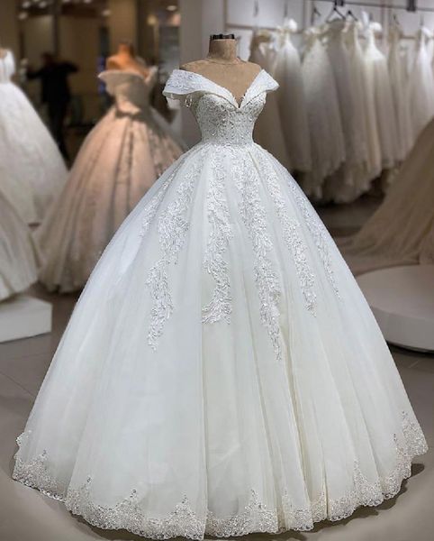 

white wedding dresses a-line lace-up back lace print v neck sleeveless ball gown bridal gowns vestidos de mariee wed dress wed