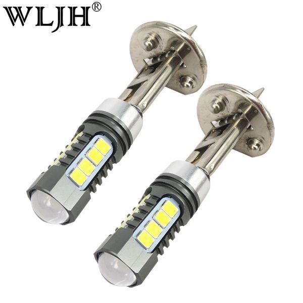 

wljh 2x h1 светодиодные лампы 3030 smd 2835 авто свет внешний 6000k белый туман drl вождение лампы дневного лампы 10v - 30v