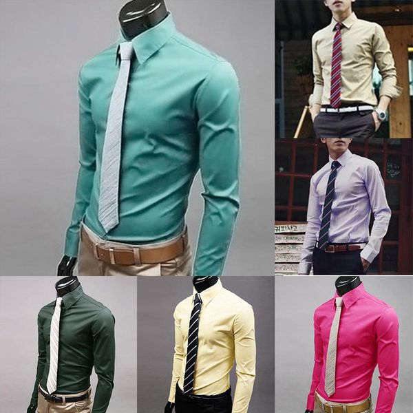 

2019 new men fashion casual long sleeved slim solid color shirt men social business dress shirt soft comfortable christmas gift, White;black