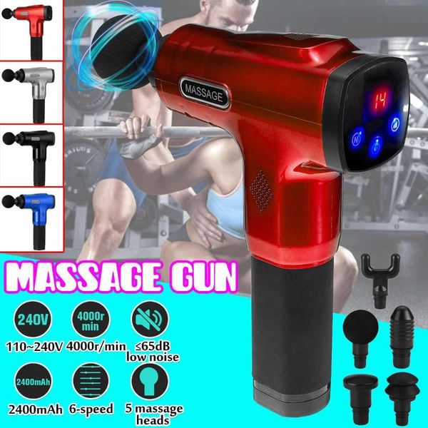 

5 heads lcd display massage gun deep muscle massager body massage exercising relaxation slimming shaping pain relief