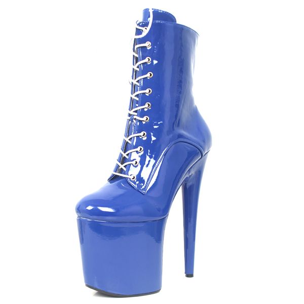 

20cm extreme high heels platform boots lace up pole dancing ankle boots side zip black plus size