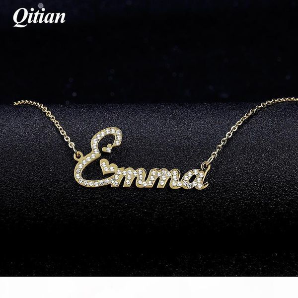 

qitian crystal pendant necklace for women iced out zirconia necklaces women personalized necklace with names initial letters