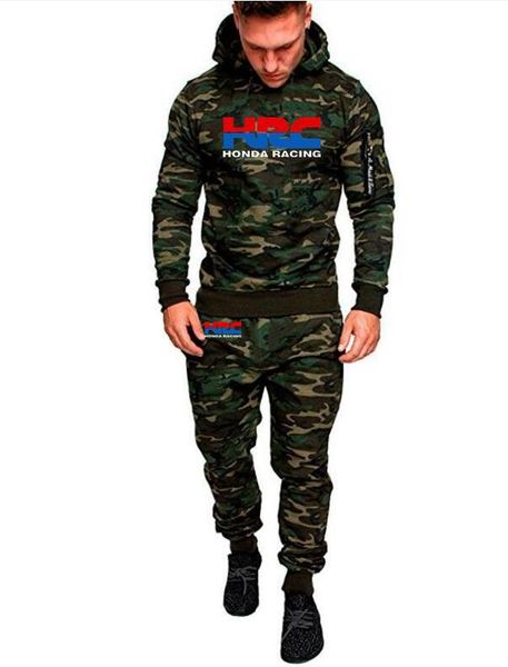 

2019 new fashion men's camouflage sports set hrc hoodie men hoodie+trousers sweatshirts casual hoodie coat, Gray