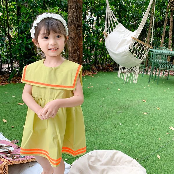 

2020 korea style baby girls dress summer fashion kids girls clothes 1-7 years, Red;yellow
