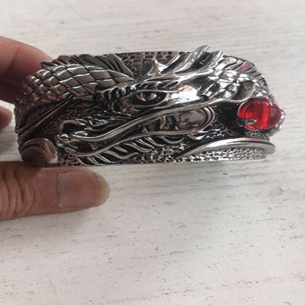 

s925 silver-plated men's bracelet large chinese national dragon-shaped fashion new bracelet men's mighty symbol gift for men, Black
