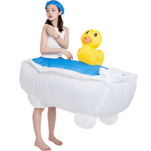 

wholesale women's good clean fun inflatable bathtub mascot costume, , multicolor, pack of 1, Red;yellow