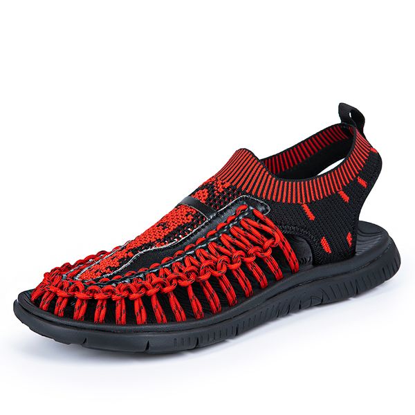

men sandals summer beach shoes rome outdoor slipper water shoes antiskid hiking sandals breathable weave sandalias men, Black