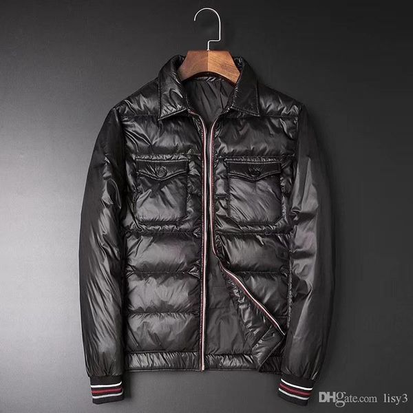 

2019 new new winter men's down jacket jacket leisure brand down jacket warm ski men's coat fac, Black