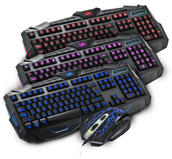 

led backlight usb wired gaming keyboard and mouse combo