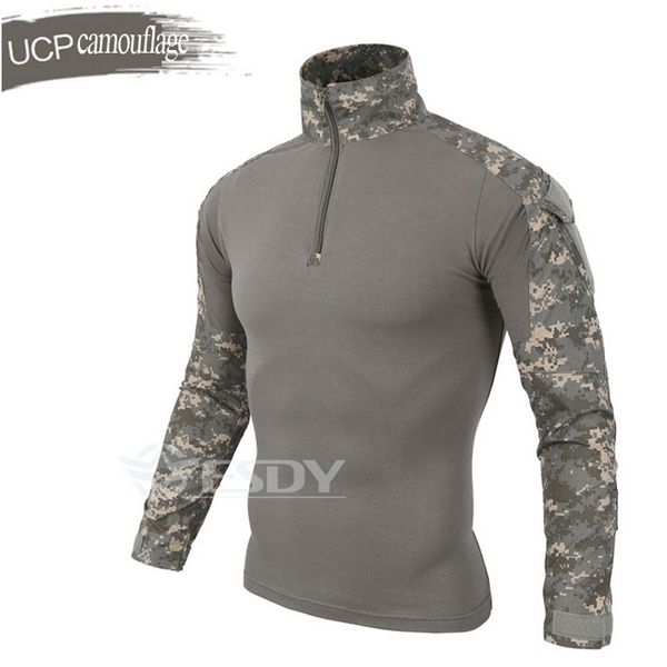 

017 outdoor esdy spring autumn sport combat tactical frog wear-resisting camouflage sleeve hiking t-shirts sport camping tee, Blue;black